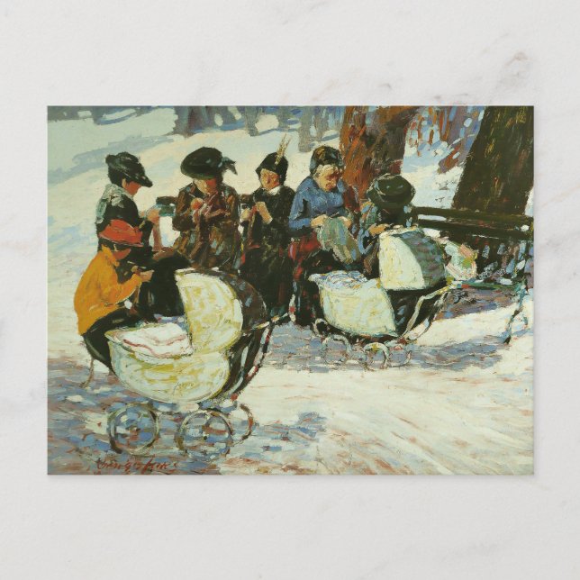 Knitting for the Soldiers | George Luks Postcard (Front)