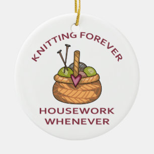 Knitting Forever Ceramic Tree Decoration