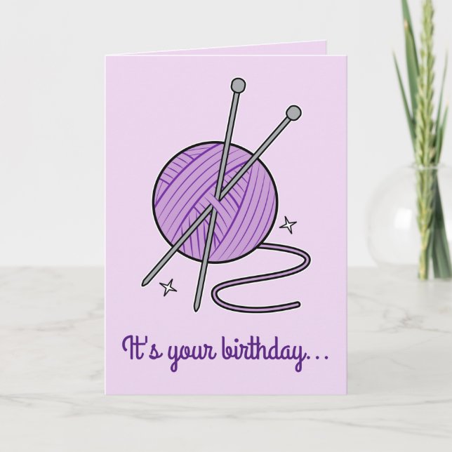 Knitting Fun Birthday Card (Front)