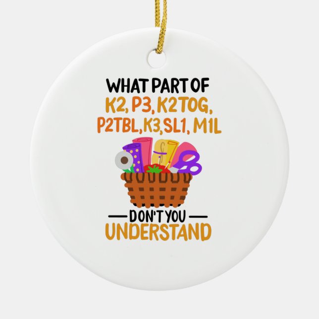 Knitting Funny Knitting Quotes Ceramic Tree Decoration (Front)