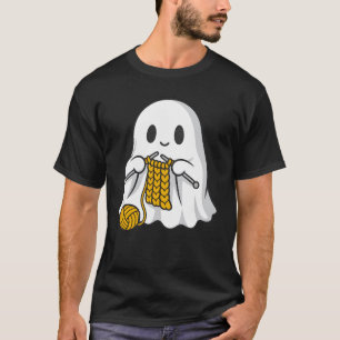 Knitting Ghost Cute Spirit with Needles and Yarn T-Shirt
