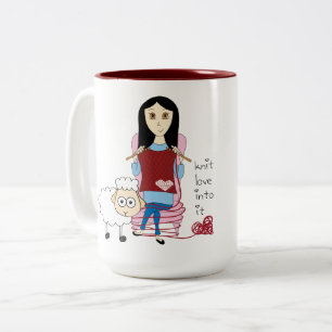 Knitting Girl and sheep Mug