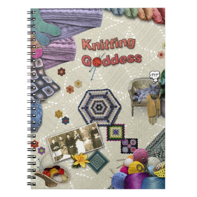 Knitting Goddess Spiral Notebook (Front)