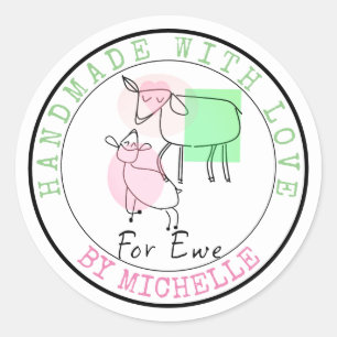 Knitting Handmade With Love Sheep Stickers