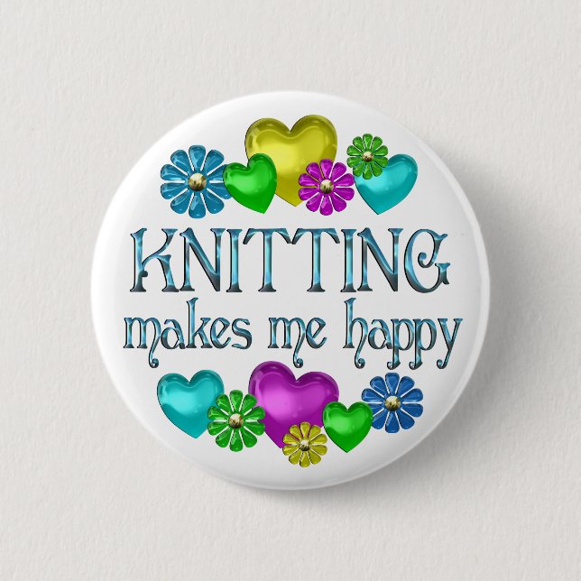 Knitting Happiness 6 Cm Round Badge (Front)