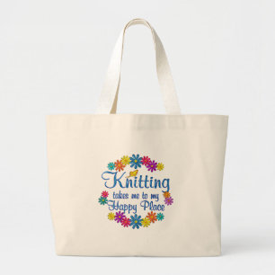 Knitting Happy Place Large Tote Bag