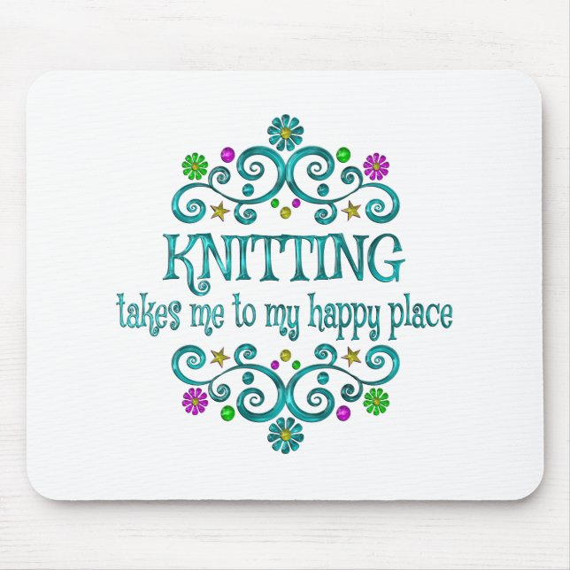 Knitting Happy Place Mouse Pad (Front)