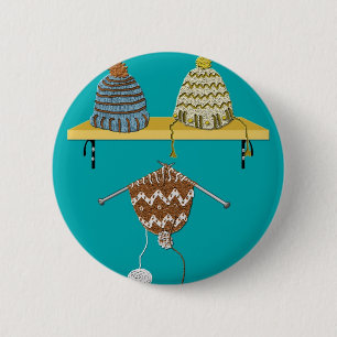 Knitting Hats for Christmas 6 Cm Round Badge