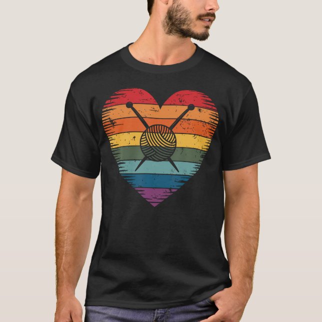 Knitting Heart Funny T-Shirt (Front)