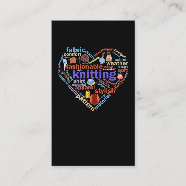 Knitting Heart Yarn Lover Business Card (Front)