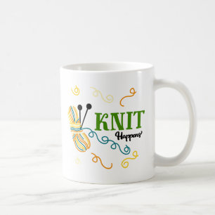Knitting Humour Knit Happens Saying and Quirky Yar Coffee Mug