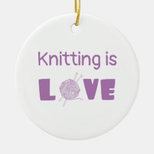 Knitting is Love Ceramic Tree Decoration