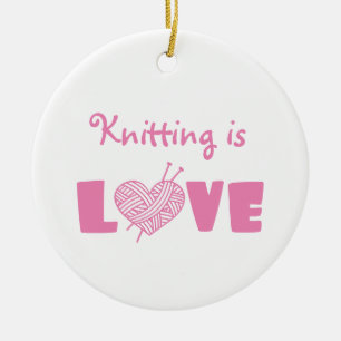 Knitting is Love Ceramic Tree Decoration