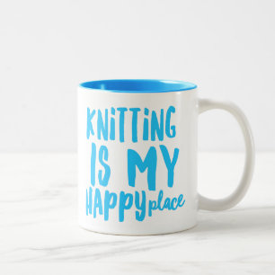 Knitting is my Happy Place 11 oz Two-Tone Mug