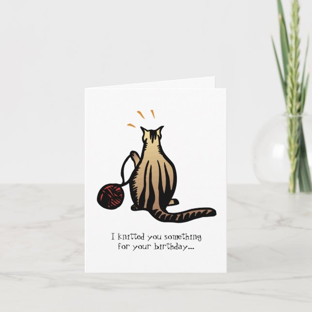 Knitting kitty card (Front)