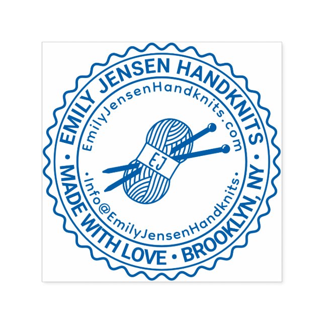 Knitting Knits Business Name Location URL Email #S Self-inking Stamp (Design)