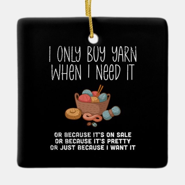 Knitting Knitting Basket Ceramic Ornament (Front)