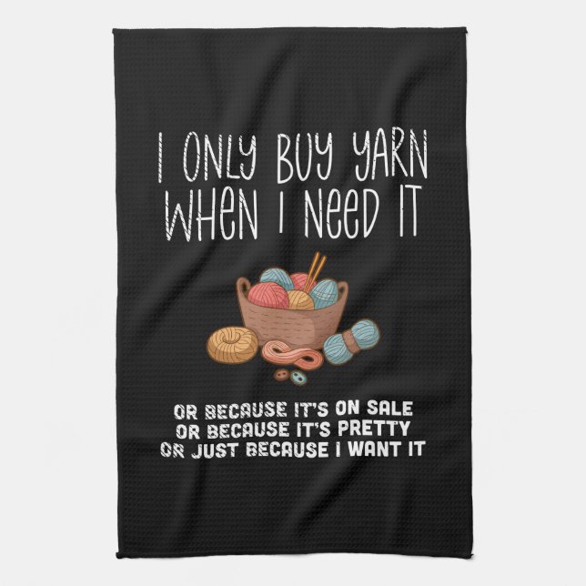 Knitting Knitting Basket Tea Towel (Vertical)