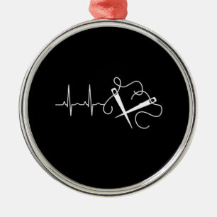 Knitting - Knitting Needles Heartbeat Metal Tree Decoration