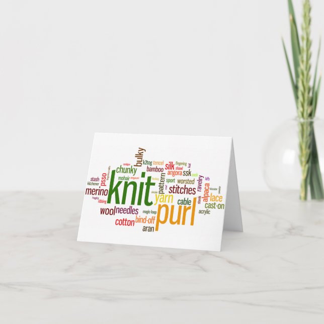Knitting Lexicon - words for knitters!  Knit On! Card (Front)