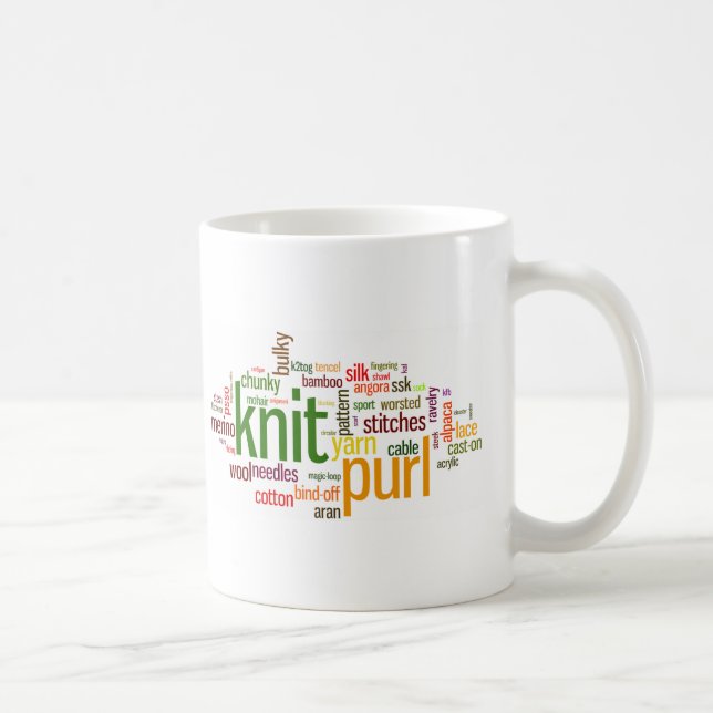 Knitting Lexicon - words for knitters!  Knit On! Coffee Mug (Right)