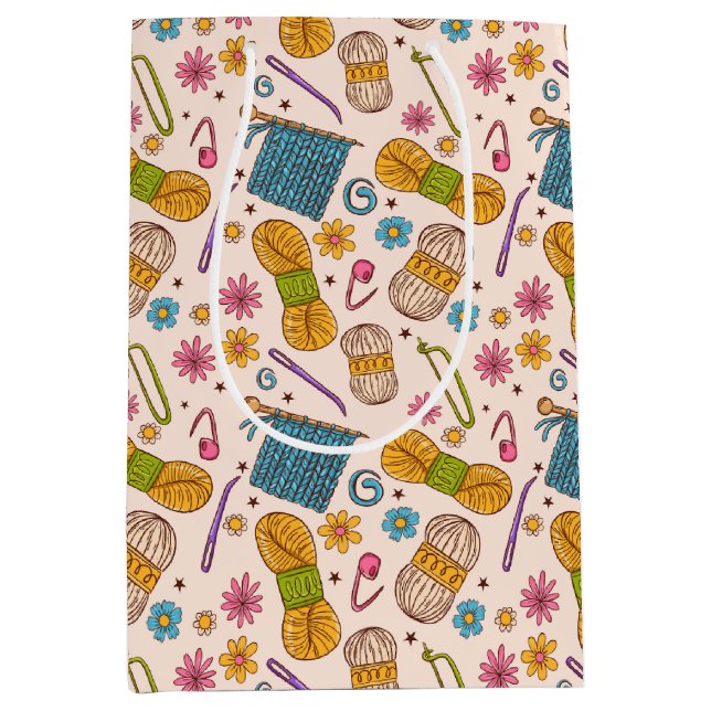 Knitting Love Medium Gift Bag (Front)