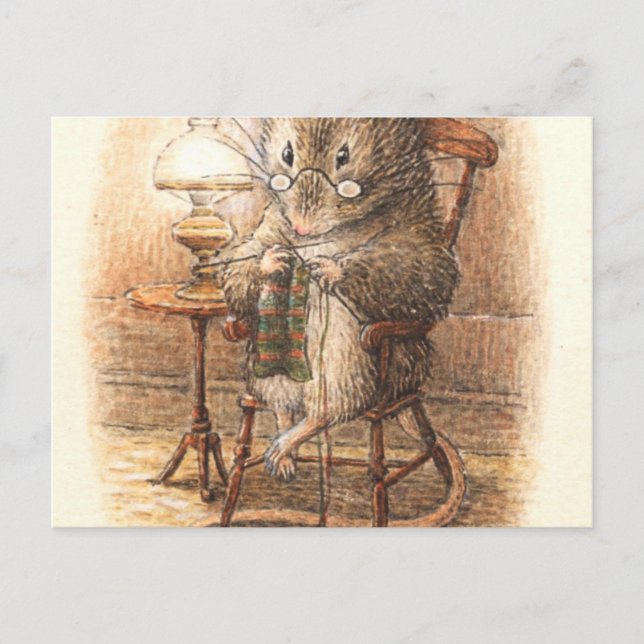 Knitting Mouse - Beatrix Potter Postcard (Front)