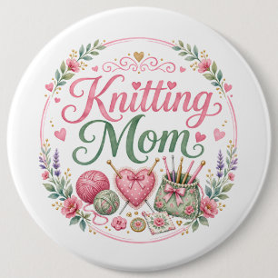 Knitting Mum Round Keychain 6 Cm Round Badge