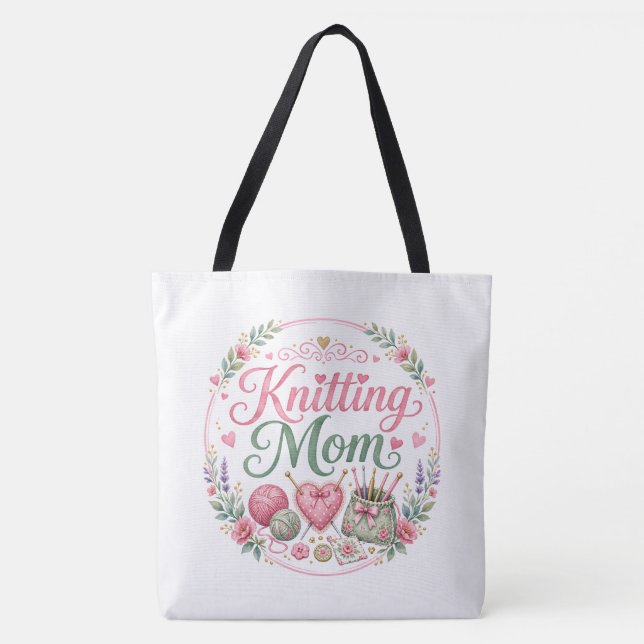 Knitting Mum Shoulder Tote Bag (Front)