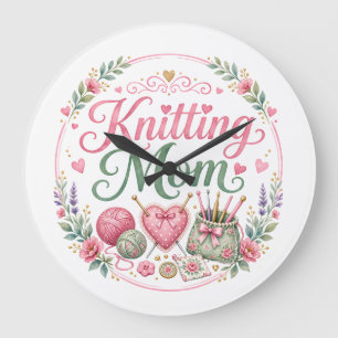 Knitting Mum Wall Clock