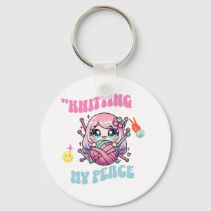 Knitting My Peace – Kawaii mindful design for knit Key Ring