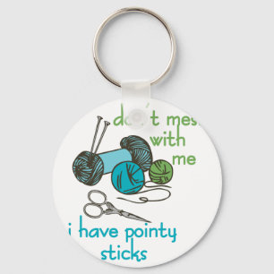 Knitting Needles Key Ring