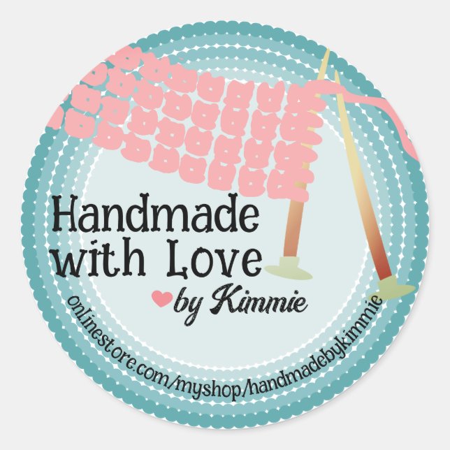 Knitting needles knitted scarf knitter yarn crafts classic round sticker (Front)