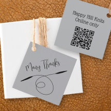 Knitting Needles Simple Thank You Hang Tags