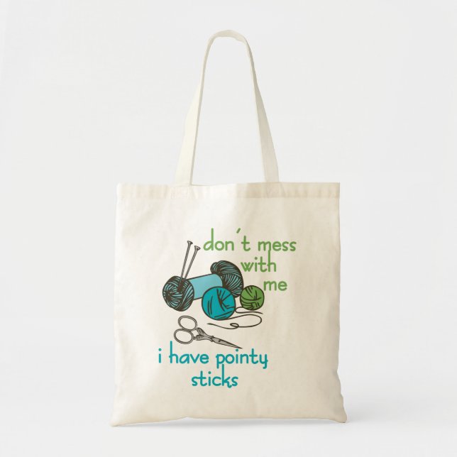 Knitting Needles Tote Bag (Front)