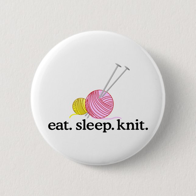 Knitting Needles & Yarn 6 Cm Round Badge (Front)