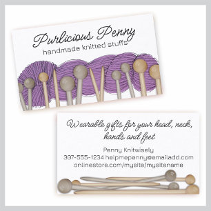 Knitting needles yarn ball crafting business ca... card