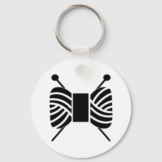 Knitting Needles Yarn Skein & Crafts Key Ring (Front)