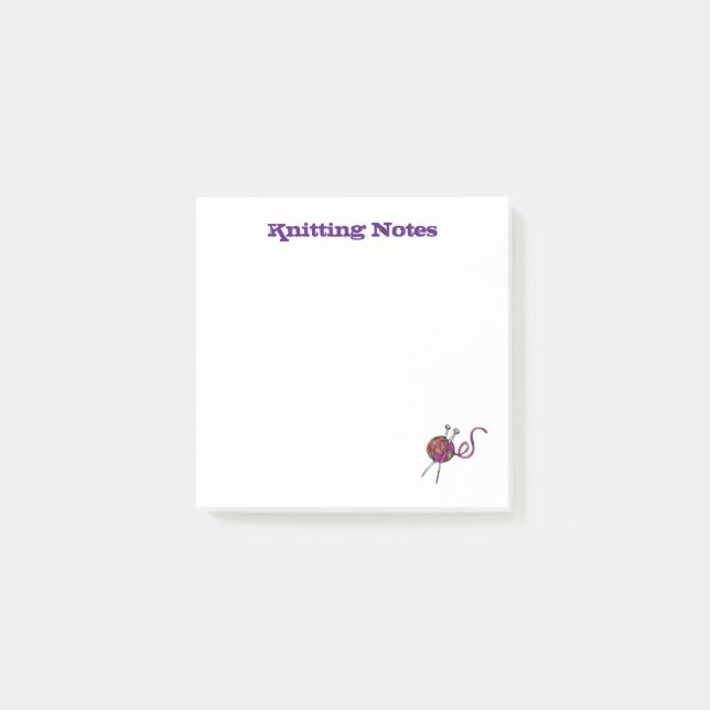 Knitting Notes Yarn Needles Blank Note Pad (Front)