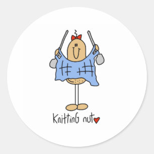 Knitting Nut Classic Round Sticker