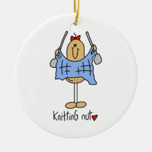 Knitting Nut T-shirts and Gifts Ceramic Tree Decoration