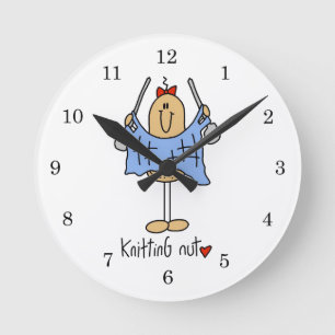 Knitting Nut T-shirts and Gifts Round Clock
