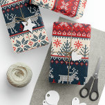 Knitting Pattern Christmas Reindeer Nordic Wrapping Paper<br><div class="desc">Cute Christmas wrapping paper Featuring holiday themed knitting pattern,  a deer silhouette,  and script</div>