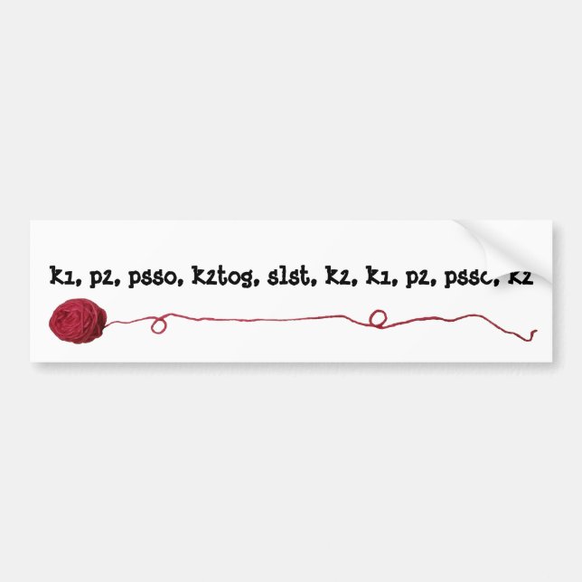 Knitting Pattern Instructions Red Yarn Crafts Bumper Sticker (Front)