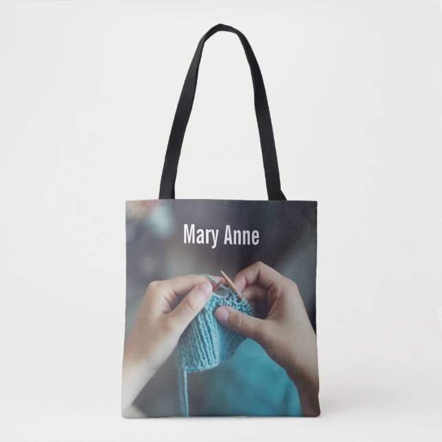 Knitting Personalised Project Tote Bag (Front)