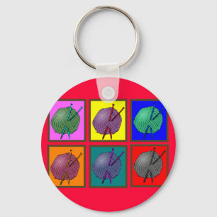 Knitting Popart Gifts Key Ring