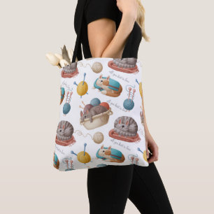 Knitting Projects with Cat Design  Tote Bag