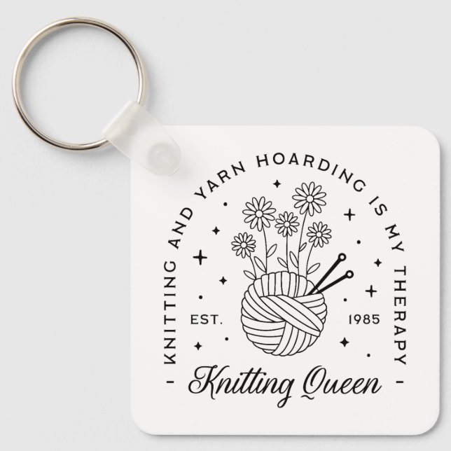 Knitting queen funny yarn hoarder key ring (Front)