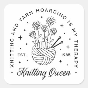 Knitting queen funny yarn hoarder square sticker