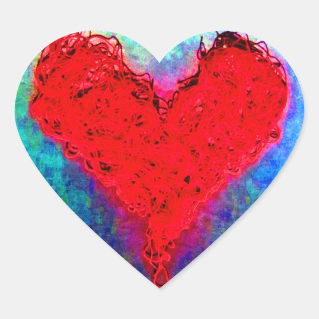 Knitting Red Craft Yarn Love Heart Valentine Gift Sticker (Front)